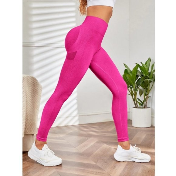Seamless Wide Waistband Scrunch Butt Gym Leggings Activewear athleisure - Picture 3 of 8